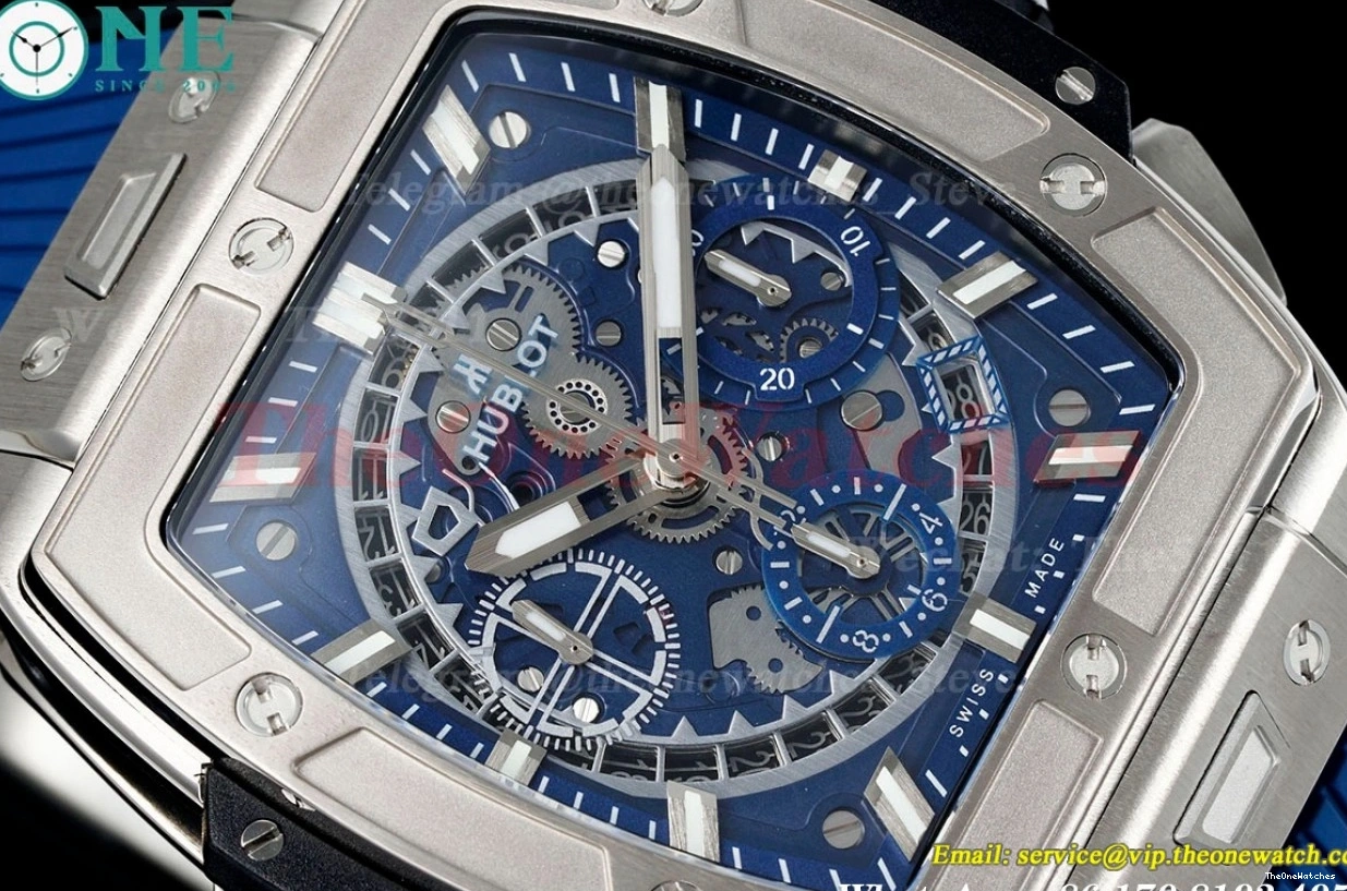A7750 Big Chrono BBF Spirit Skeleton TI of 42mm Dial Bang Mod RU Blue 0117